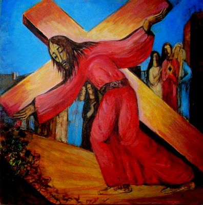 Jésus est chargé de sa croix