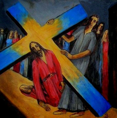 Simon de Cyrène aide Jésus a porté sa croix
